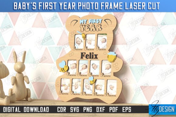 Download Baby’s First Year Photo Frame Laser Cut - Year Collection