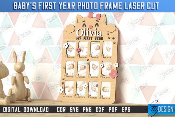 Download Baby’s First Year Photo Frame Laser Cut - Year Collection