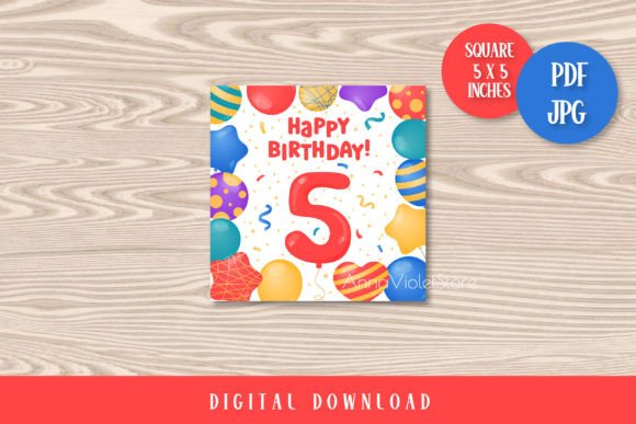 Download Happy Birthday 5 Years Printable Card - Year Collection